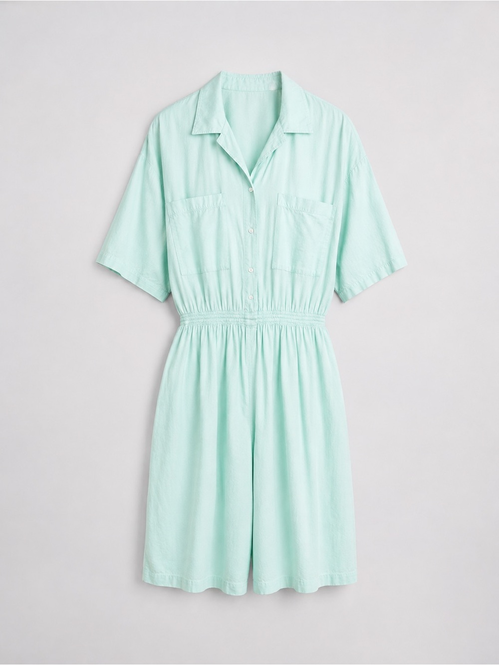 Light Mint Short-Sleeve Jumper with Elastic Waist